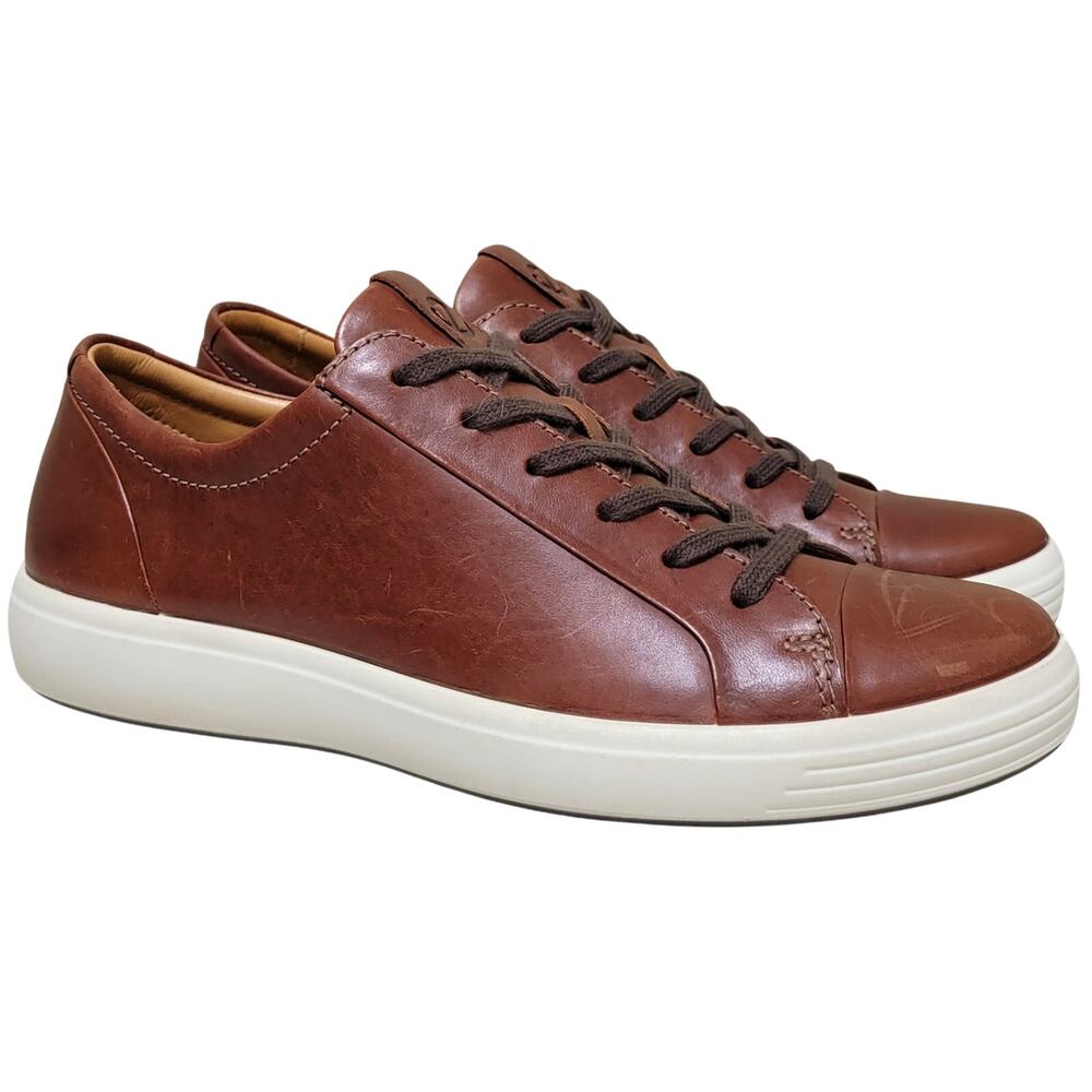 Ecco Men Soft 7 Classic Low Top Lace Up Sneakers Size US 6 EU 40 Brown Leather